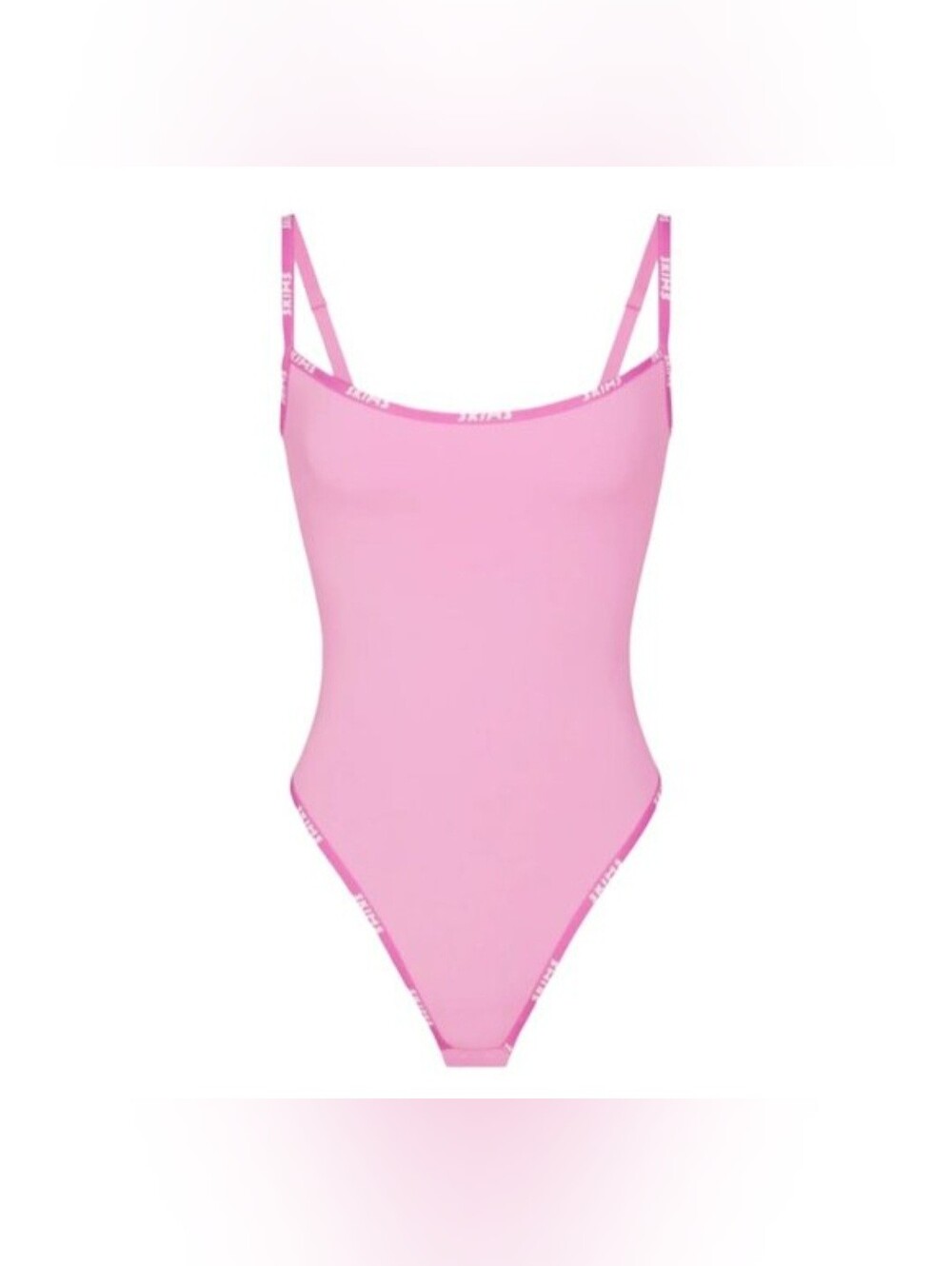 Skims Pink Logo Cotton Bodysuit